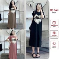 [V456] ĐẦM VÁY BẦU CÔNG SỞ DÁNG SUÔNG CHẤT THUN COTTON MỀM MÁT - ĐẦM BẦU MÙA HÈ XINH FREESIZE