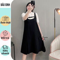[V472] VÁY ĐẦM BẦU CÔNG SỞ MÙA HÈ DÁNG TIỂU THƯ-ĐẦM BẦU THIẾT KẾ BAABYDOLL CHÂN XẾP LY CỔ SEN FRESIZE BAAIF KHÔNG BẦU