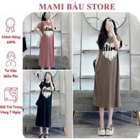 [V517] ĐẦM VÁY BẦU CÔNG SỞ CỔ TAY DÁNG SUÔNG CHẤT THUN COTTON MỀM MẠI - ĐẦM BẦU XINH FREESIZE