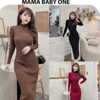 V614 ĐẦM VÁY LEN QUẢNG CHÂU MÙA THU ĐÔNG-ĐẦM BẦU CỔ 3 PHÂN DÁNG BODY SANG CHẢNH MẶC ĐI LÀM ĐI TIỆC FRESIZE DEEX MẶC