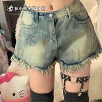 Và con gấu ngủ đông ban đầu tự làm mùa hè ngọt ngào dễ thương quần short cô gái jean đa năng hàng ngày