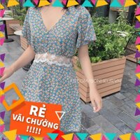 va Mia Dress Váy hoa nhí ren xuyên thấu eo tôn dáng ca