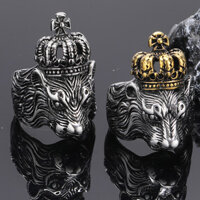 Và punk độc đoán cá tính vương miện sư tử vua nhẫn nam thô ráp