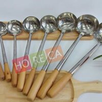 Vá thợ xào inox CÁN GỖ dài 44/50/52 cm - φ12/13/14/15cm, dùng xào mì, hủ tiếu, thức ăn, đồ ăn, dụng cụ bếp