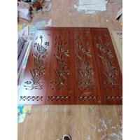 vách ngăn bình phong gỗ MDF màu cánh dán họa tiết sen