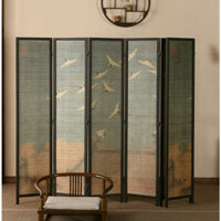 Vách ngăn di động gấp bằng gỗ đặc cho phòng khách, cửa văn phòng, vách ngăn phòng bằng tre, có thể gấp lại