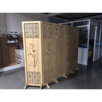 Vách ngăn di động họa tiết cây tre ngăn chia phòng chất liệu gỗ mdf màu vàng sáng