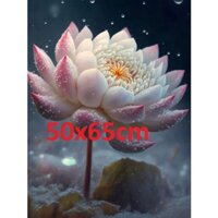 (Vải 11CT) Tranh thêu chữ thập hoa sen 11727