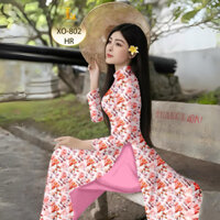 Vải Áo Dài Hoạ Tiết Hoa Hồng Kết Hợp Lụa Hồng Anh Cao Cấp