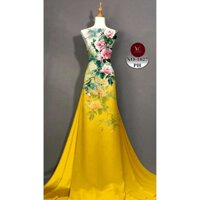 Vải áo dài lụa bảo anh in 3D cao cấp họa tiết hoa hồng - Áo Dài Xuân Hoa XO1027