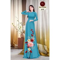 Vải áo dài lụa bảo anh in 3D cao cấp họa tiết hoa hồng nhẹ nhàng - Áo Dài Xuân Hoa XO 1296