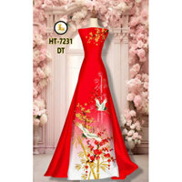 Vải Áo Dài Tằm Ý Hoa Mai Và Hạc