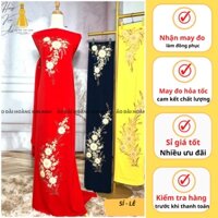 VẢI ÁO DÀI TRUNG NIÊN LỤA BẢO ANH ĐÍNH KẾT HOA BÔNG TRẮNG THỦ CÔNG HOÀNG KIM ANH, VẢI MAY ÁO DÀI CHO BÀ SUI GIA CÓ SỈ LẺ