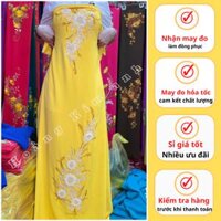 VẢI ÁO DÀI TRUNG NIÊN LỤA BẢO ANH ĐÍNH KẾT THỦ CÔNG HOÀNG KIM ANH, VẢI MAY ÁO DÀI CHO BÀ SUI GIA CÓ SỈ LẺ