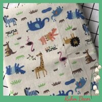 Vải bố linen đẹp may lều cho bé, trang trí phòng của bé - họa tiết Động vật V-H04