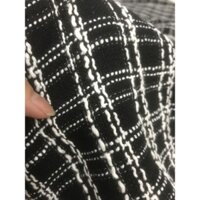 vải bố sọc caro trắng đen _( khổ 1m45) dày mềm may đầm váy blazer comple.