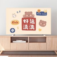 Vải Bụi. Bìa TV Ren. Tấm Vải Che Phủ TV LCD Chống Bụi Họa Tiết Hoạt Hình Đơn Giản 65 Inch 55 75 Inch 24 cu