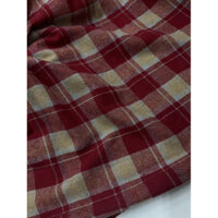 Vải cà bông dày caro đỏ, (tone vải trầm vintage hơn ảnh)