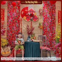 Vải chăn con công trang trí tết decor không gian truyền thống, trải bàn Thư Pháp Dụng Phẩm