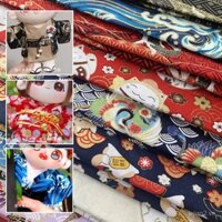 Vải cotton in vàng phong cách Nhật Bản 50x45cm, vải cotton nguyên chất in Hanfu Qipao, vải may quần áo trẻ em thủ công