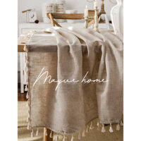 Vải cotton lanh, tấm phủ bàn cà phê, khăn trải bàn nghệ thuật retro, tủ TV, khăn trải bàn ăn kiểu Bắc Âu, thảm bàn dài cho gia đình