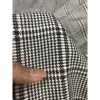 vải cotton sọc caro màu trắng đen _( khổ 1m5) dày mềm mịn may đầm váy vest quần vv