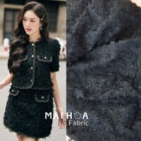 Vải dạ tweed tông tối màu kẻ caro vải may áo váy mùa đông chất liệu dày dặn khổ vải rộng Maihoaflower