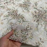 Vải in tươi mùa xuân hè Pháp, áo sơ mi trắng thêu jacquard Hanfu, vải DIY bán buôn