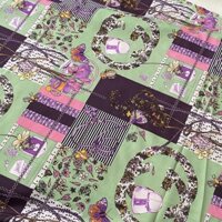 Vải Khúc 2m5 Lụa 100D Xanh Họa Tiết Khổ 1m5 - Co Giãn 2 Chiều, Mềm Rũ - May Áo Dài, Đầm, Váy, Áo Kiểu