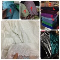 Vải kim sa trắng+ kim tuyến các màu+ nhung