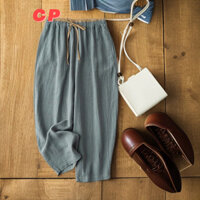 Vải Lanh Cotton Nữ Quần Retro Đi Làm Quần Phong Cách Nhật Bản Vải Lanh Cotton Văn Học Ống Rộng Rời Drap Quần Dài S