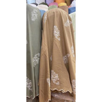 Vải Linen thêu nền nâu nhạt khổ 1,3m