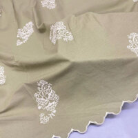 Vải Linen thêu xanh xám nhạt