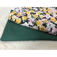 Vải lụa áo dài hoa nhí vàng (1 áo, 1 quần)