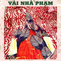 VẢI LỤA CREP THỔ CẨM ĐỎ HOA CHÂN HỌA TIẾT LÁ-KHỔ 1.5M-VẢI NHÀ PHẠM