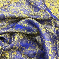 Vải Lụa Tơ Tằm Palacesilk hoa cúc màu vàng nền xanh may áo dài #mềm#mượt#thoáng mát, dệt thủ công & phơi căng khung