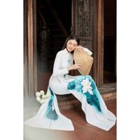 Vải May Áo Dài Hoa Sen Trắng Siêu Đẹp