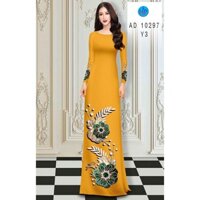 Vải may áo dài hoa văn 3D AD10297, chất liệu Bảo Anh, Tằm, in theo yêu cầu