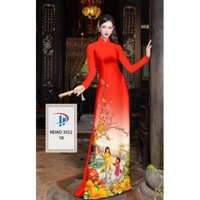 Vải may áo dài in 3D”Xuân Yêu Thương”.Shop bán VẢI CHƯA MAY