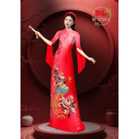 VẢI may áo dài (VẢi CHƯA MAY) in 3D PHƯỢNG HOÀNG và HOA MẪU ĐƠN xinh đẹp và sang trọng