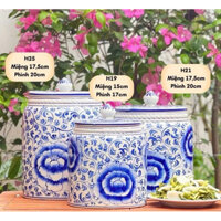 Vại Muối Dưa Cà, Hũ Muối Dưa Đựng Gạo Đựng Muối Mỡ Đựng Đường Hạt Gốm Sứ Bát Tràng Vẽ Tay Thủ công, Hũ Gốm Đựng Gạo