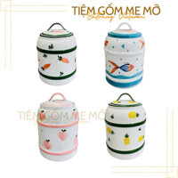 Vại muối dưa cà men trắng khử hũ ngâm hoa quả hũ đựng muối đựng đường đựng mỡ gốm sứ Bát Tràng