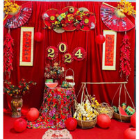 Vải Nhung Đỏ Dày Cao Cấp Decor Tết 2025 -Khăn Trải Bàn Đỏ, Vải Phi Lụa Trang Trí Phông Nền Đỏ Chụp Ảnh, Sự Kiện