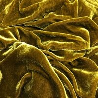 Vải nhung the tơ tằm cao cấp siêu nhẹ, mềm mượt may váy, áo, đầm màu rêu vàng