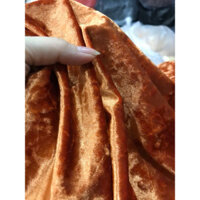 Vải Nhung Tuyết hoa màu cam(khổ1m6)dày mềm mịn rũ co dãn 4 chiều_may đầm váy,áo dài,áo kiểu,quần,trang trí sk...