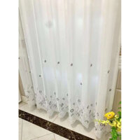 Vải rèm voan thêu hoạ tiết hoa lượn sóng và ovan. Vải rèm cửa sổ, rèm phòng ngủ, rèm phòng khách
