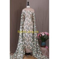 Vải ren lưới thêu hoa may áo dài/ váy đẹp ATB-04V [GIÁ BÁN THEO MÉT]