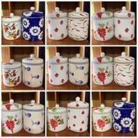 Vại sành muối dưa cà, âu đựng mỡ, hũ đựng muối, gạo, đồ khô hoạ tiết vẽ tay gốm sứ Bát Tràng 5L