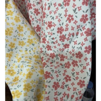 vải text nhung hoa mai may áo dài mẹ bé siêu xinh