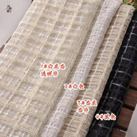 Vải thêu mới dễ kết hợp, đường lưới xương, thêu sọc, chỉ vàng sáng bóng, vải may váy trẻ em